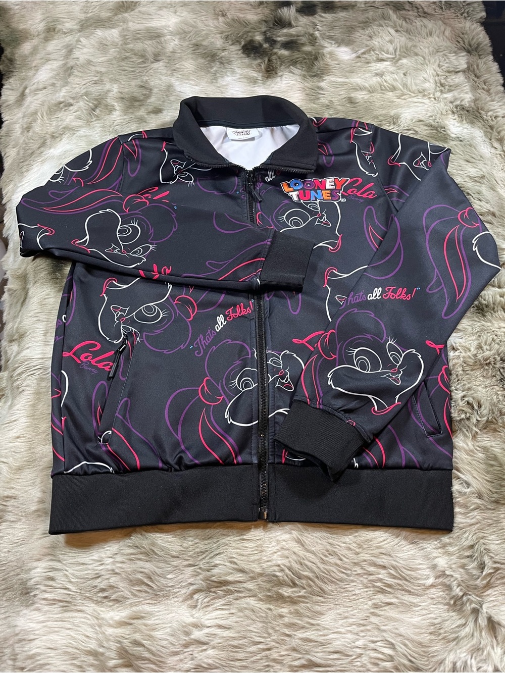Looney Tunes Lola Bunny All Over Print Track Jacket with Pink & Purple Accents